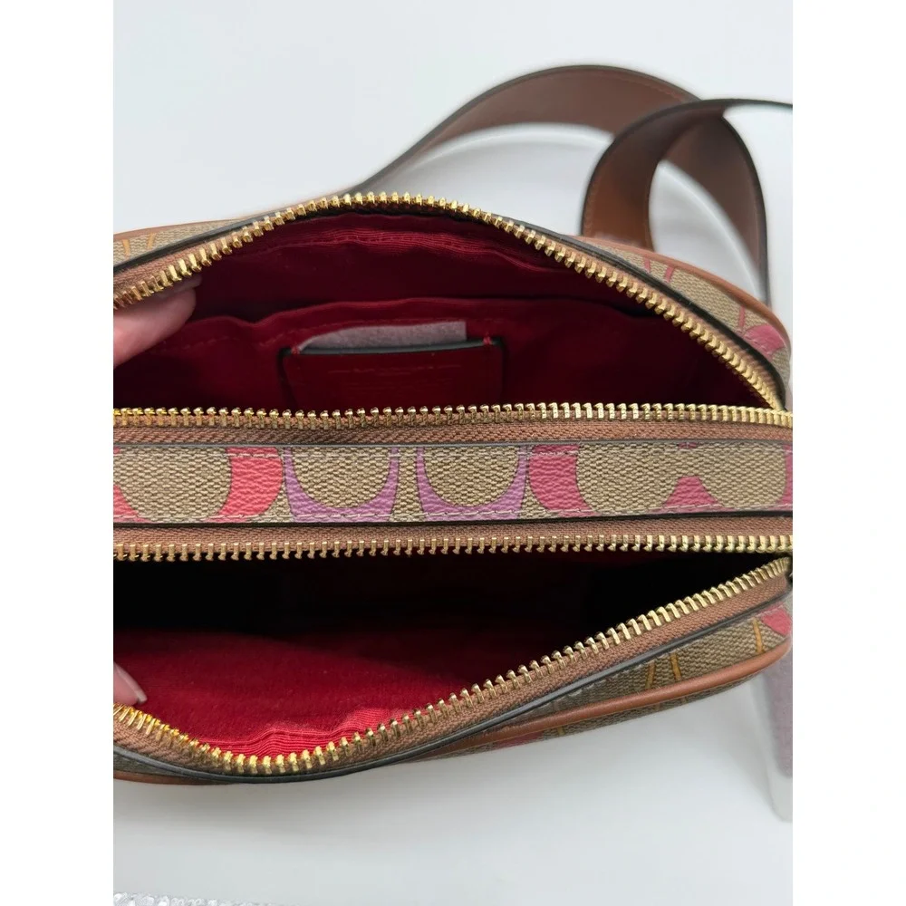 Coach Crossbody Bag Signature Rainbow Canvas Brown Multi‎ NEW